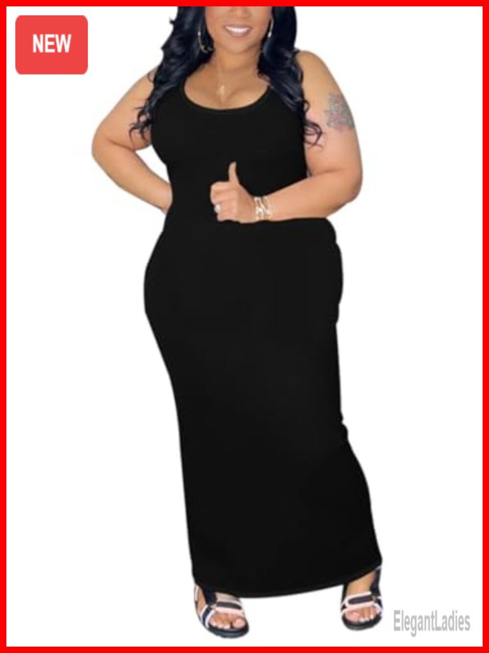 Plus Size Sleeveless Bodycon Maxi Dress Stretchy Slim Tank Club Night Out